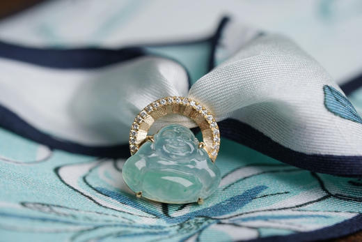 原创设计｜18k金钻甜甜的翡翠佛 商品图9