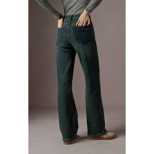 复古直筒窄版阔腿加绒牛仔裤女2023冬季新款高腰显瘦保暖裤子 商品图4