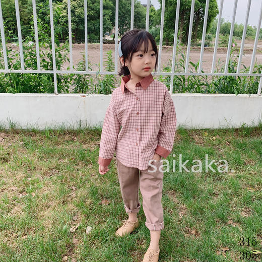 SY315 袖领拼色格衬   100-140 商品图9