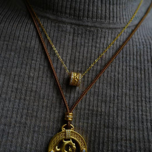 古法黄金点钻系列 足金满钻金穗子路路通吊坠 商品图3