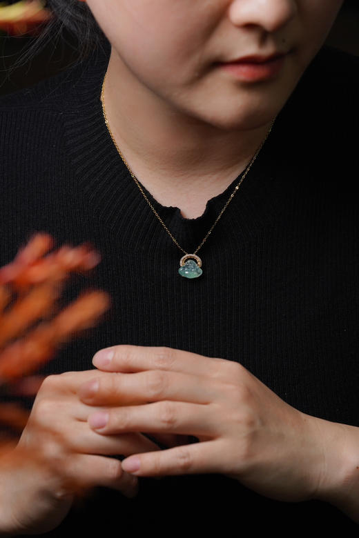 原创设计｜18k金钻甜甜的翡翠佛 商品图3