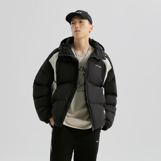 YKYB冬季棉衣连帽潮流加厚保暖外套美式街头拼接撞色宽松落肩棉服 商品图1