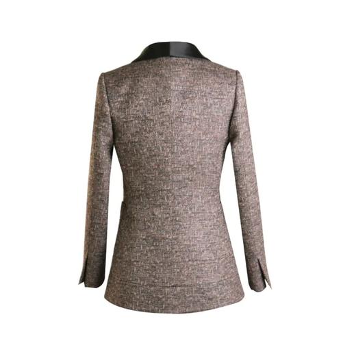 定制—英伦风—黑金西装——缎面青果领对扣小香风西装外套 2205044 商品图3