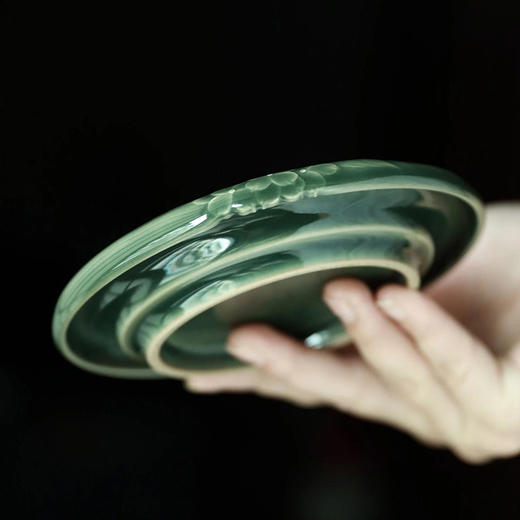 严少英無尽夏盖碗龙泉青瓷手工茶具梅子青釉茶碗三才 商品图3