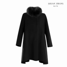 定制—LULY合作款斗篷型羊毛大衣-通勤时尚百搭中长外套 2106006