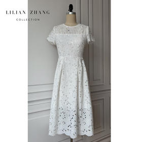 定制—镂空刺绣—法式浪漫—轻奢宫廷风温柔优雅连衣裙收腰2301057