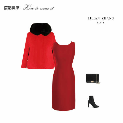 热力感穿搭、大上海复古红优雅大气时尚通勤短款羊绒斗篷 1706016 商品图2