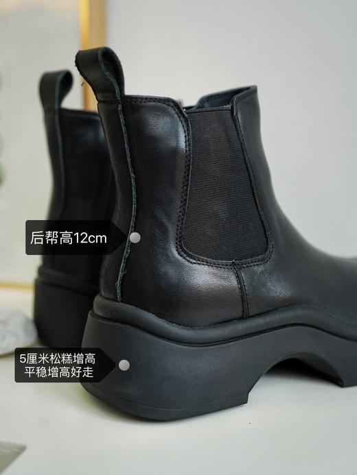 显瘦又保暖！经典时髦显瘦切尔西皮靴 冬季加绒100羊毛内里保暖御寒 小牛皮鞋面光滑细腻结实耐磨防风 5cm自然增高防滑耐磨舒适好走 修饰腿形身型百搭显瘦款短靴切尔西短靴！（现货） 商品图9