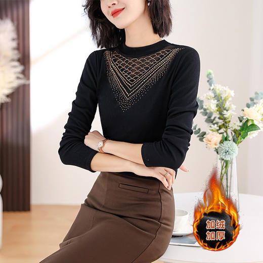 KQL 210H6126气质高领修身显瘦打底衫大码洋气小衫 商品图3