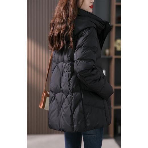 黑色连帽90白鹅绒羽绒服女短款2023冬季新款气质宽松保暖外套 商品图2