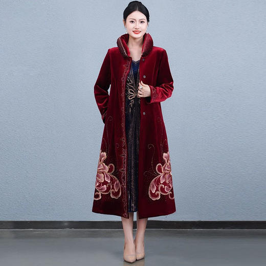 配裙子旗袍大衣加厚保暖冬季洋气中长款外套QQX-2873 商品图2