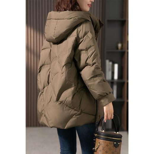 时尚90白鸭绒连帽羽绒服女短款2023冬季新款菱格小个子外套 商品图1