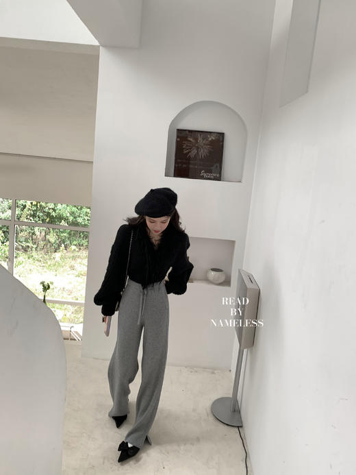 Read Nameless /经典羊毛开衩裤 灰粉 商品图10