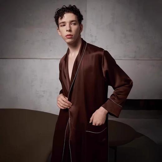 Solo seta22姆米重磅真丝男睡衣桑蚕丝长款丝绸睡袍家居服秋冬 商品图3