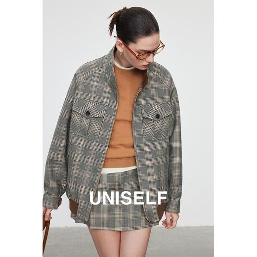 重磅羊毛格纹短外套裙裤女2023秋冬新款宽松休闲时尚套装 商品图4