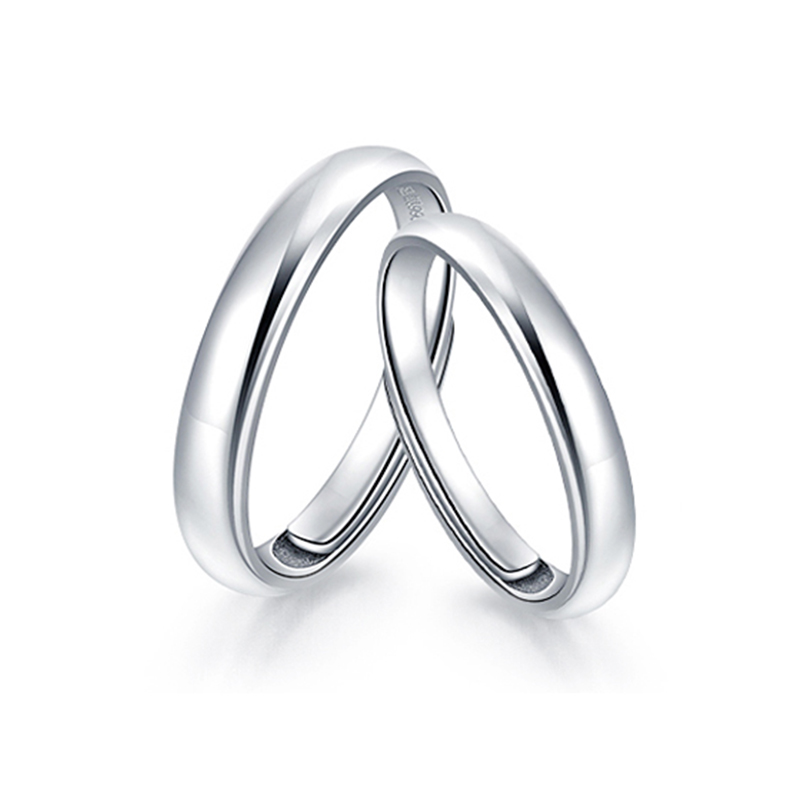 【可定制刻字】 KADER卡蒂罗 挚爱一生对戒 S999纯银 开口可调节 素圈戒指 男女同款情侣款 