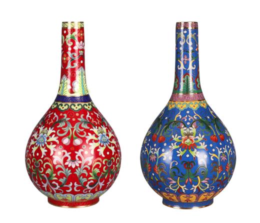《锦上添花》珐琅对瓶 商品图2