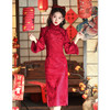 复合蕾丝红色倒大袖旗袍冬款改良新中式少女婚宴加绒旗袍GX319842 商品缩略图0
