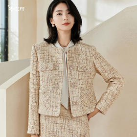 剩M/XL/XXL 米思阳2026春季新款小香风粗花呢短外套修身亮片高级感上衣厚0022