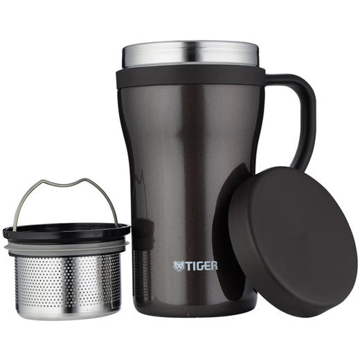 虎牌（TIGER） 保温杯不锈钢480ml真空办公杯男女时尚泡茶水杯带茶滤网CWN-A48C 咖啡色TV 商品图6