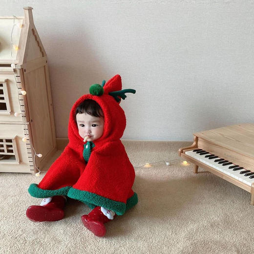 【圣诞鹿角斗篷】外出秋冬韩版婴幼儿圣诞节斗篷ins新款宝宝圣诞服婴儿披风加厚 商品图4