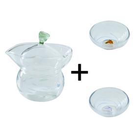 蓬出丛叶盖碗+鱼戏掠影品
茗杯礼盒套装（水波纹）