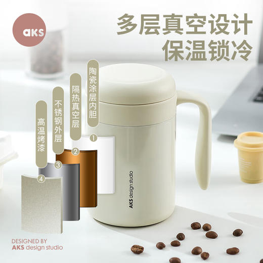 AKS316不锈钢保温杯广口咖啡杯带盖泡茶杯带茶隔办公室水杯可定制 AKS 624 商品图3