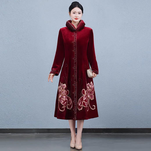 配裙子旗袍大衣加厚保暖冬季洋气中长款外套QQX-2873 商品图0