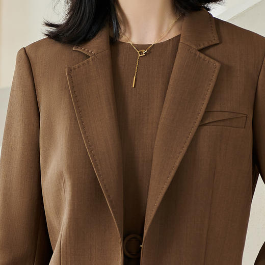 剩S/L/XL/XXL 米思阳2026春季新款气质休闲短款西装小个子职业拼接开衫外套0340 商品图4