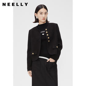 NEELLY纳俪商场同款春季千金甜美小香风短外套女精致粗花呢短上衣N24011C01012