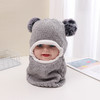 儿童双球毛线套头帽秋冬季男女童可爱护脸耳连体帽宝宝保暖风雪帽 商品缩略图6