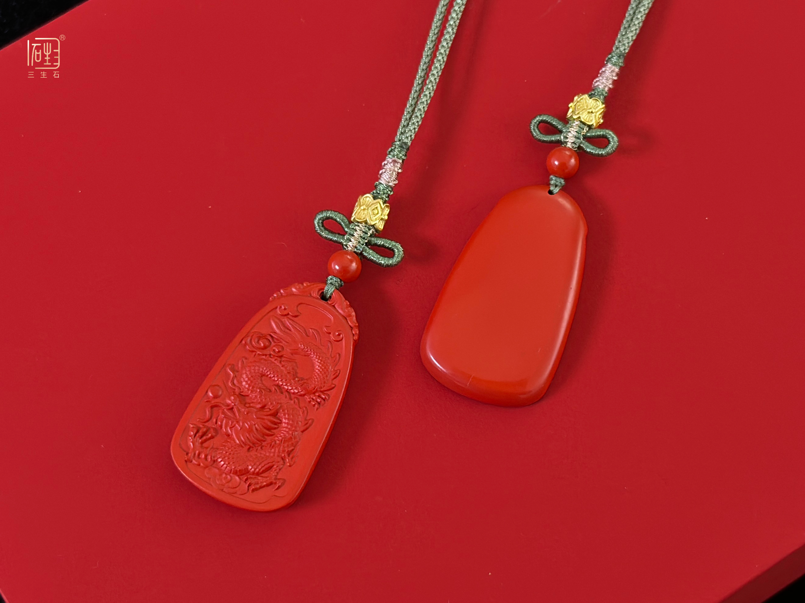 朱砂金龙戏珠吉祥龙牌项链