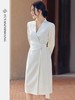 扶摇 新中式文艺风长袖连衣裙2023新款收腰系带纯色长裙子秋 商品缩略图0