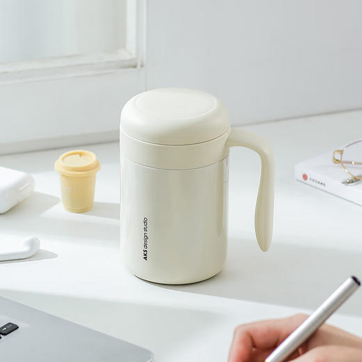 AKS316不锈钢保温杯广口咖啡杯带盖泡茶杯带茶隔办公室水杯可定制 AKS 624 商品图5