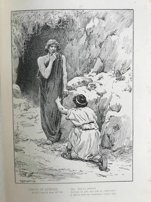 约19世纪后期 莎士比亚作品集（卷7，雅典的泰门/辛白林/暴风雨/泰特斯·安德洛尼克斯/冬天的故事） 约百幅插图 漆布精装18开 商品图12