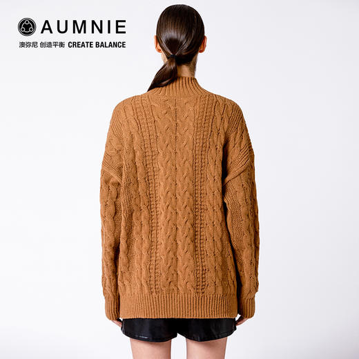 【AUMNIE】复古领宽松针织绞花毛衣   VINTAGE MOCK NECK OVERSIZED CABLE KNIT SWEATER 商品图5