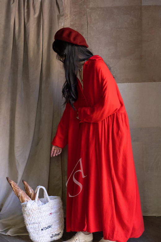 Daniela Gregis  石榴红两面穿羊绒宽松长外套 商品图3