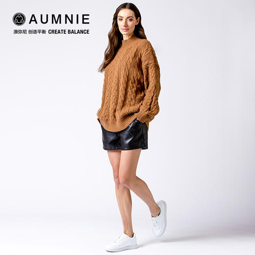 【AUMNIE】复古领宽松针织绞花毛衣   VINTAGE MOCK NECK OVERSIZED CABLE KNIT SWEATER 商品图2