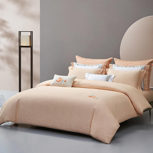 梦洁 纯棉磨毛四件套    心想事橙 商品图2