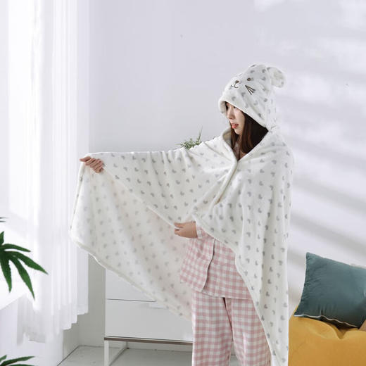 多喜爱Dohia毛毯法兰绒毯子学生上班午睡毯子140x100cm 披肩毯白色 商品图2