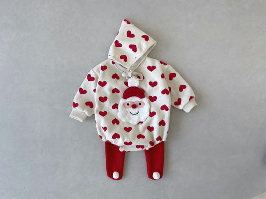 秋冬新款韩版婴儿连体衣ins韩版圣诞节主题哈衣宝宝包屁衣套装 商品图6