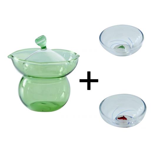 蓬出丛叶盖碗+鱼戏掠影品茗杯礼盒套装（湖水绿） 商品图0