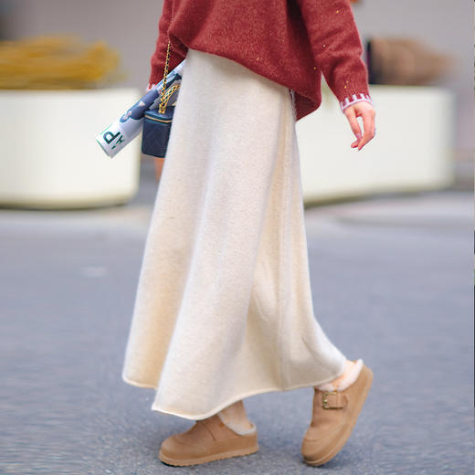 高腰针织半身裙女秋冬显瘦中长裙 商品图0