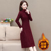 加绒保暖印花时尚连衣裙，半高领长袖通勤打底裙QYM-OMS-CB317-L 商品缩略图2