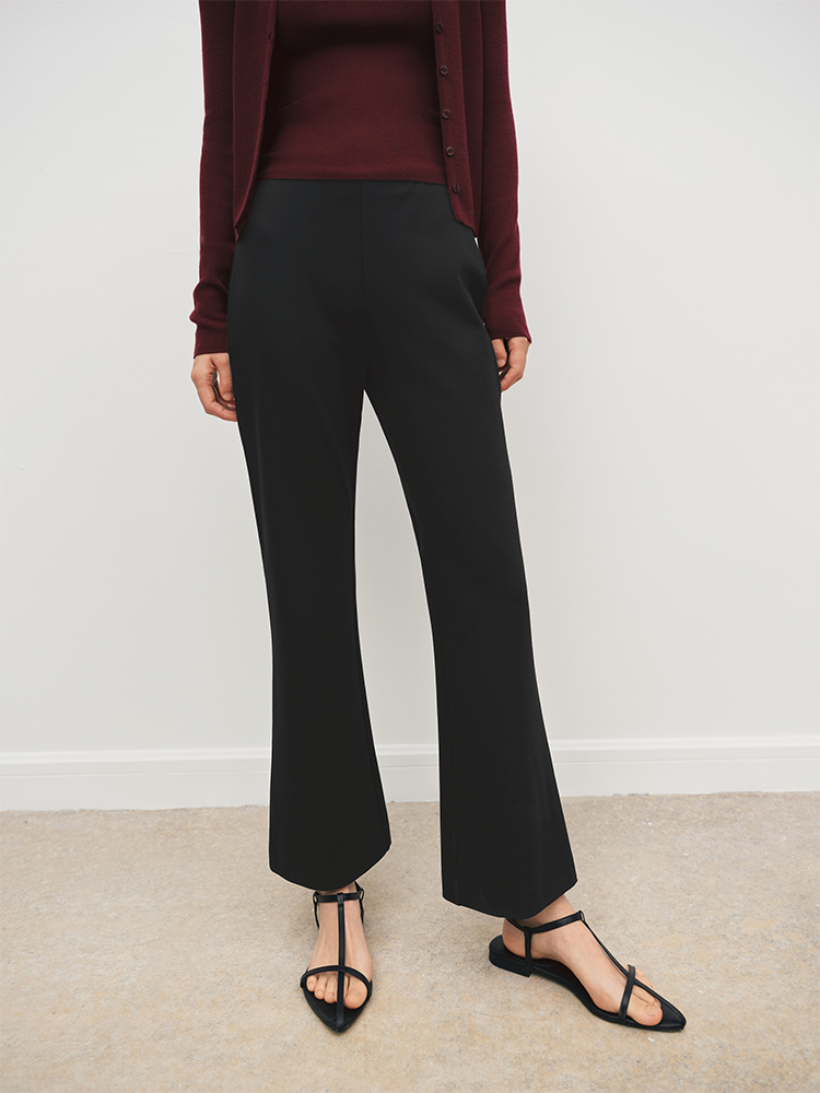 弹力显瘦 针织9分微喇裤FB4473238