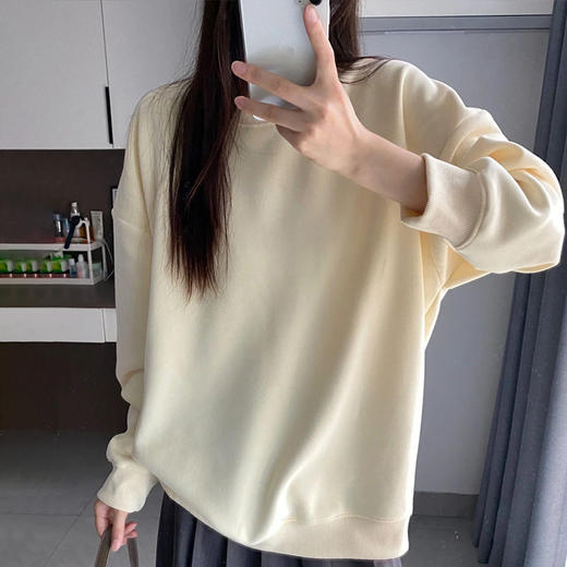 【加绒纯色卫衣】秋冬新款圆领卫衣 时尚好看保暖舒适 休闲长袖外套男女同款情侣装 商品图2