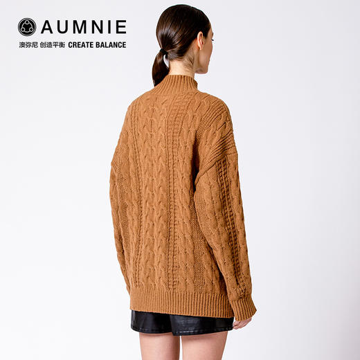 【AUMNIE】复古领宽松针织绞花毛衣   VINTAGE MOCK NECK OVERSIZED CABLE KNIT SWEATER 商品图4