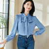 「通勤温柔感天花板」柔光缎面自带高级哑光感 藏肉显瘦不挑身形 米思阳2026春季新款法式气质蝴蝶结衬衫通勤飘带搭配宽松上衣0017 商品缩略图1