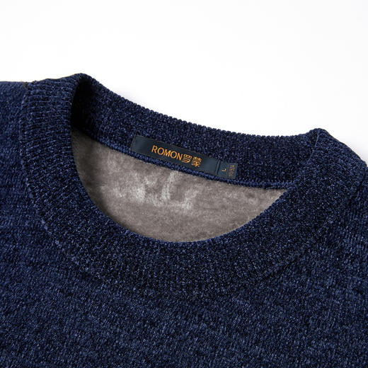 【加绒加厚】罗蒙秋冬男装肤感雪尼尔加绒毛衣男加绒针织衫男士毛衣加绒毛衫男 商品图5