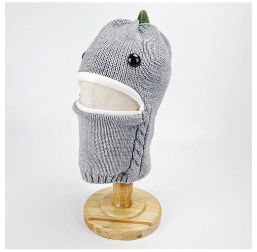 宝宝帽子保暖围脖婴幼儿童针织加绒帽护脸耳头套可爱男女户外防寒 商品图7